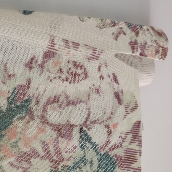 J Jill Linen blend v neck lightweight Boho Pullover Coastal floral print M - Picture 3 of 6